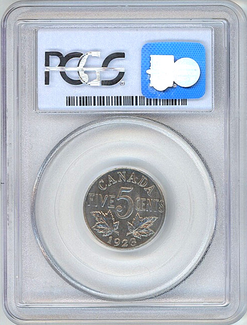 1923 Canada 5 cents PCGS MS63