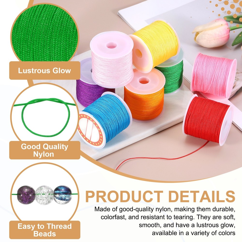 2 pcs 0.8mm String for Bracelets, 44 Yards Beading Thread(Grass Green)