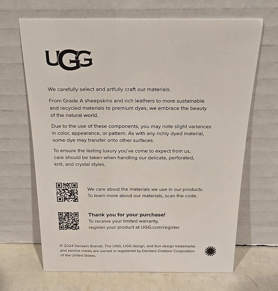 UGG Product Card From Shoe Box