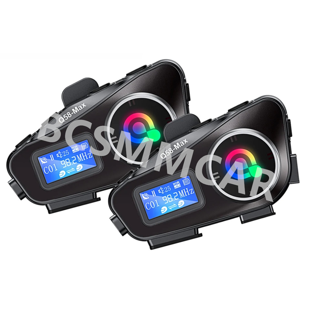 2PCS Motorcycle Intercom 500m 2Riders Bluetooth Helmet Headset With Flashlight