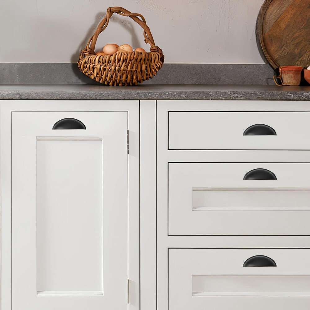 10 Pack 3" Drawer Pulls Matte Black Cabinet Cup Pulls Kitchen Hardware Cabine...