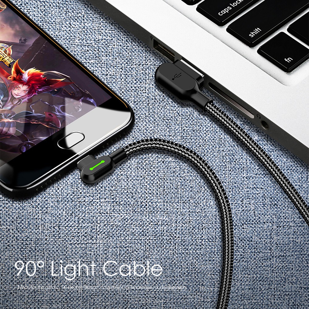 USB Type-C Fast Charger Right Angle USB-A to USB C Charging Cable Data SYNC Cord