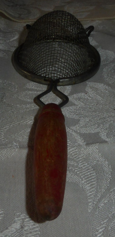 Vintage Wood Handle Wire Mesh Strainer