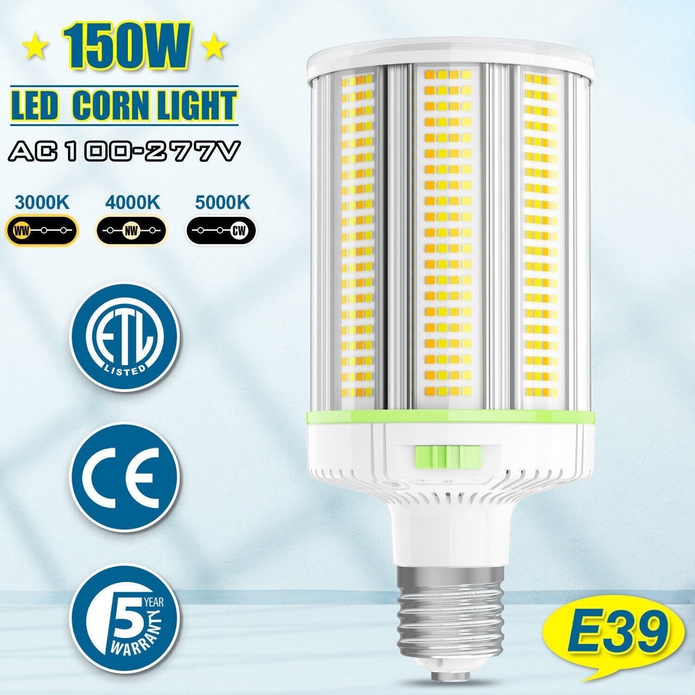150W LED Corn Light Bulb E39 Mogul Base, Warehouse High Bay Lights djustable CCT