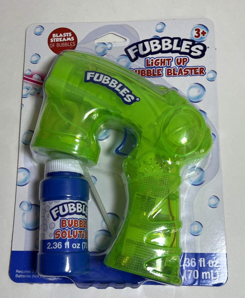 Fubbles Light Up Bubble Blaster & Solution-Neon Green-Ages 3+ NEW