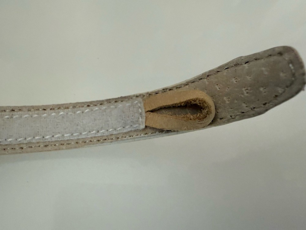 Terry Stack Size XL Minimalist Belt Off White Italian Leather Hook Loop Closure