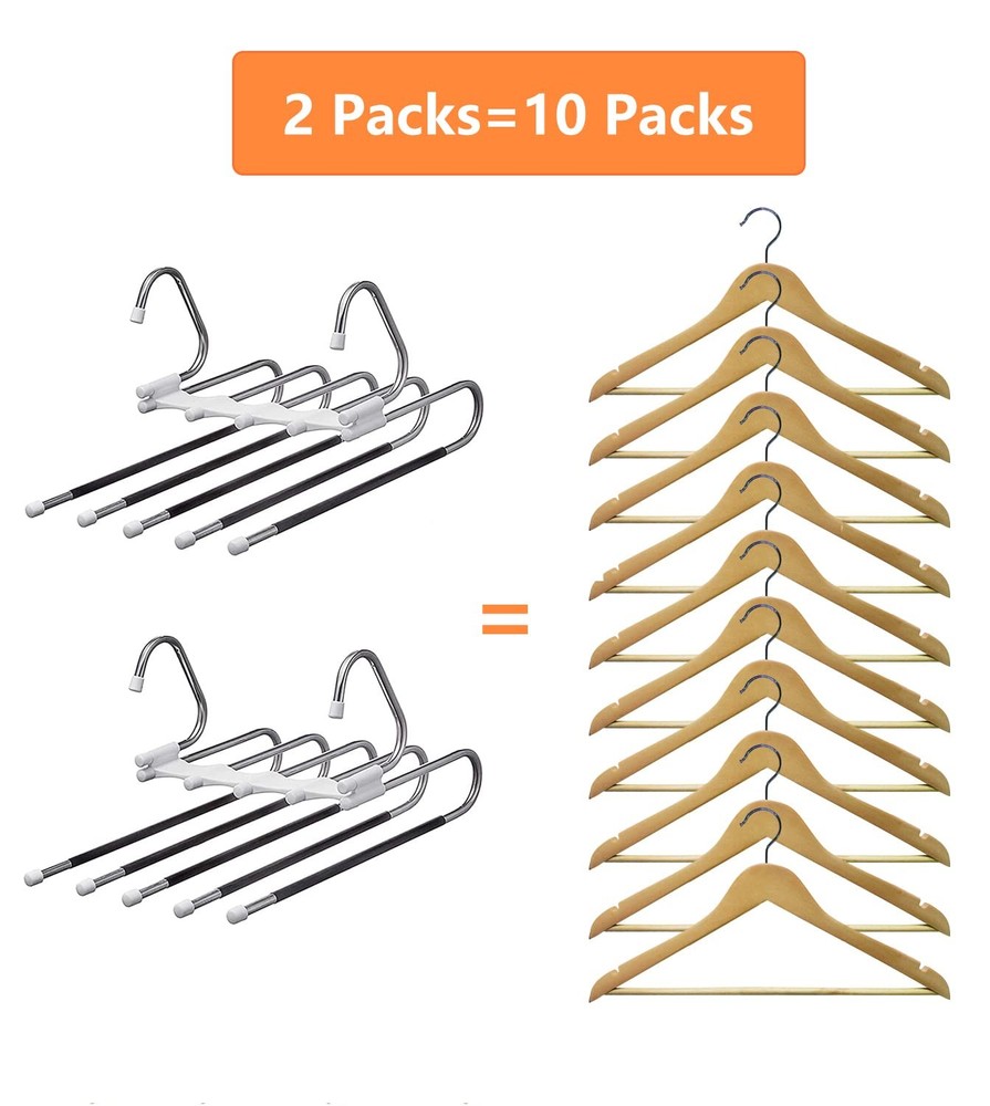 Upgrade Azeroth Pants Hangers 4 Pack Space Saving S-Type 4 Pack, White