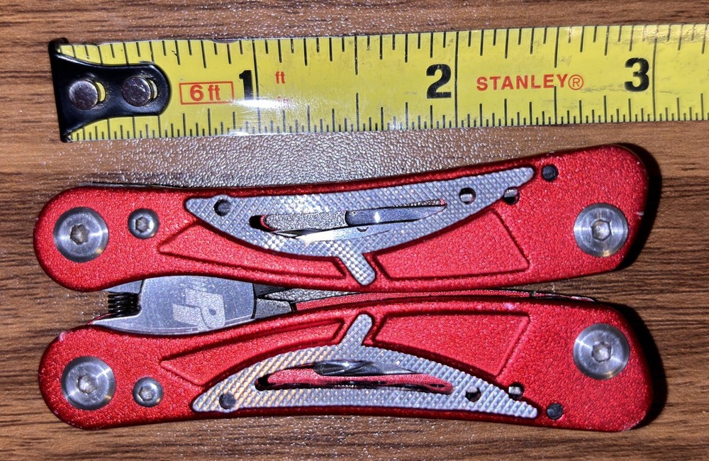 PT 3” Red 8 Feature Folding Pocket Multi-Tool w/ Pliers EMERGENCY/ CAMPING
