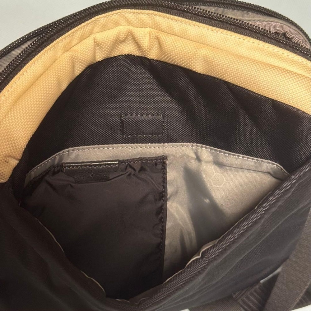 TUMI Black/White Leather Shoulder Bag, Used, , Multiple Pockets