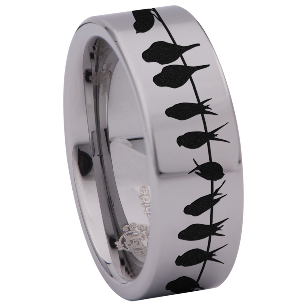 Birds on Wire Tungsten Carbide Ring