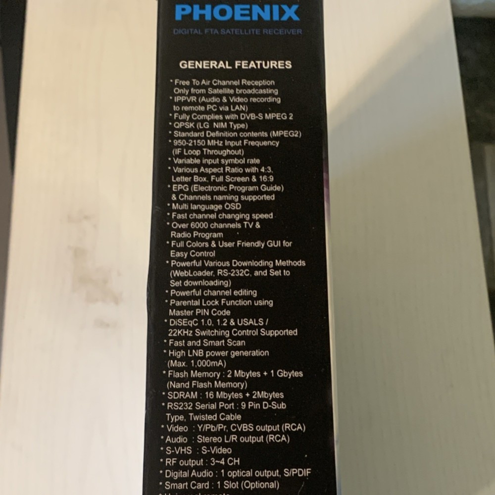 Nfusion Phoenix Digital/Analog FTA Satellite Receiver, IPVR, USB, 576i, Black