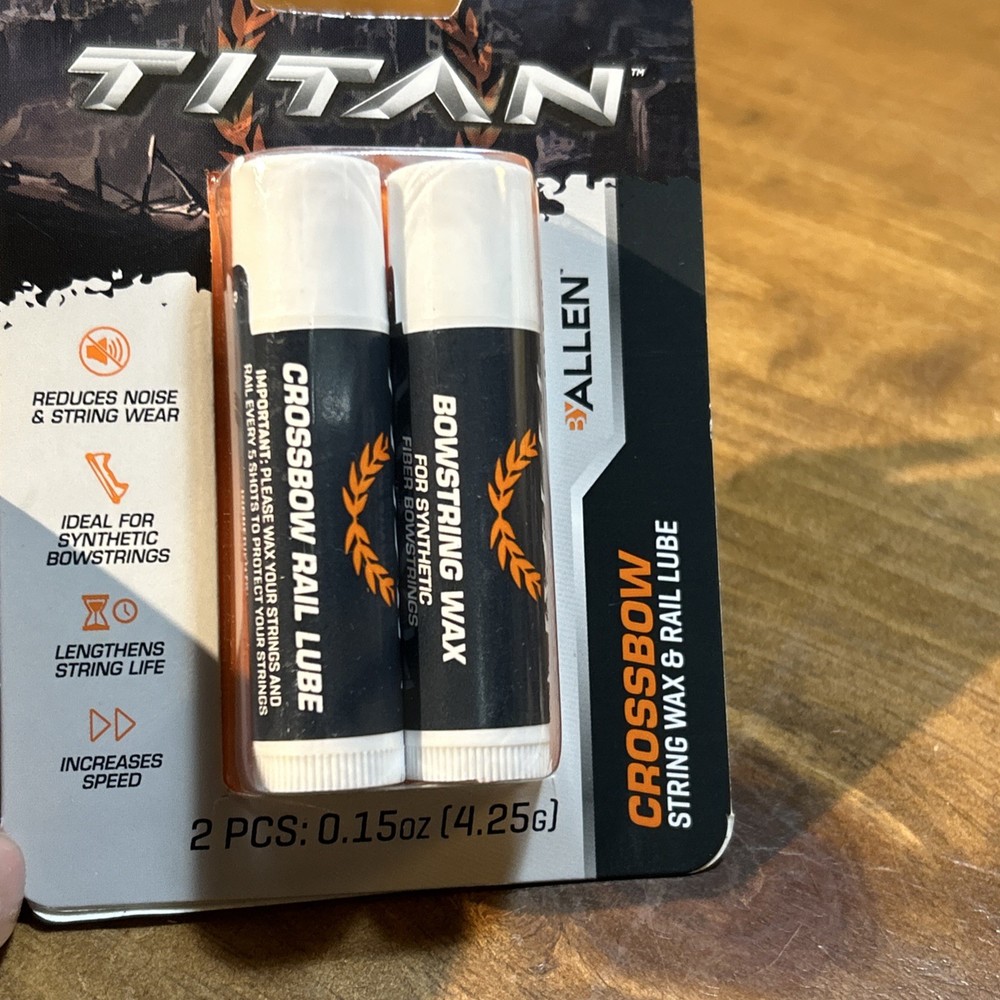 TITAN Allen Crossbow Bow String Wax for Synthetic Bowstrings & Rail Lube 2pack