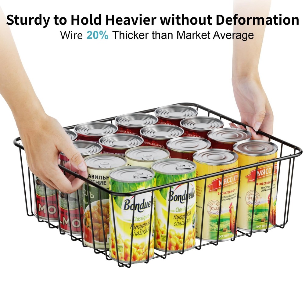 Wire Basket - 4 Pack Wire Storage Baskets Organizer Bins, Pantry Cabinet Shel...