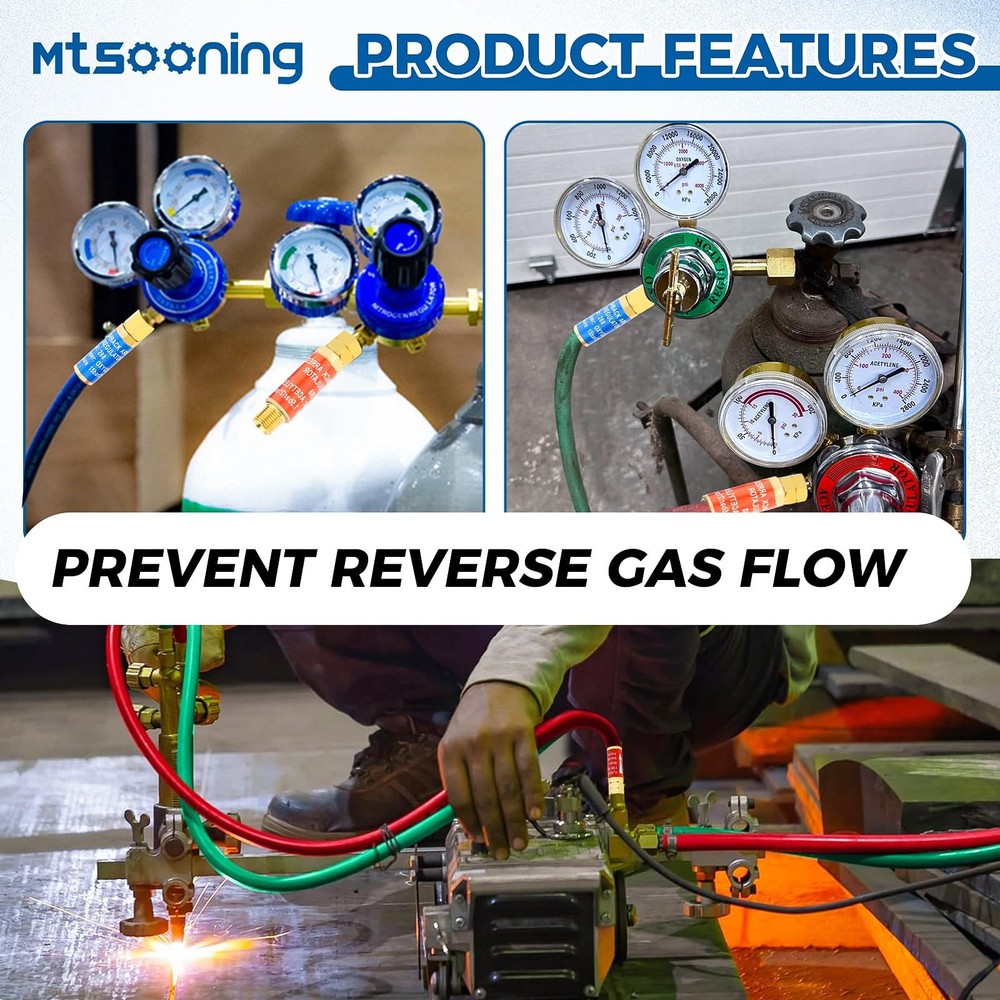 4PCS Oxygen Acetylene Flashback Arrestors Set Regulator End Standard "B" 9/16...