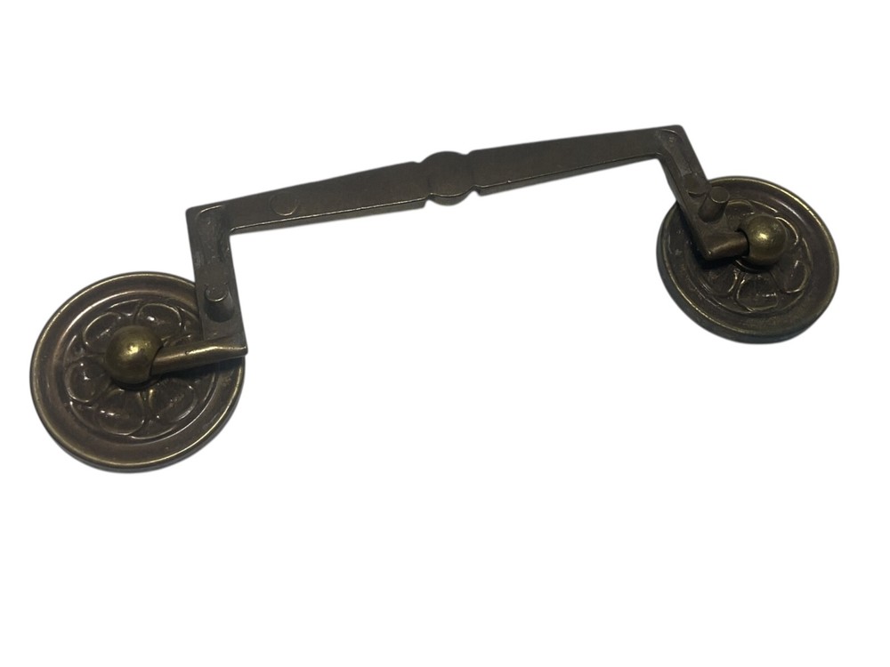 SOLID BRASS VINTAGE MCM SQUARE HANDLE DRAWER BAIL DROP PULL SWING HANDLE