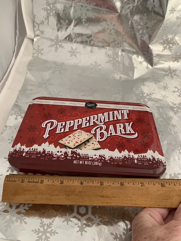 ❤️Sam's Choice Holiday Peppermint Bark EMPTY Tin RED & WHITE design