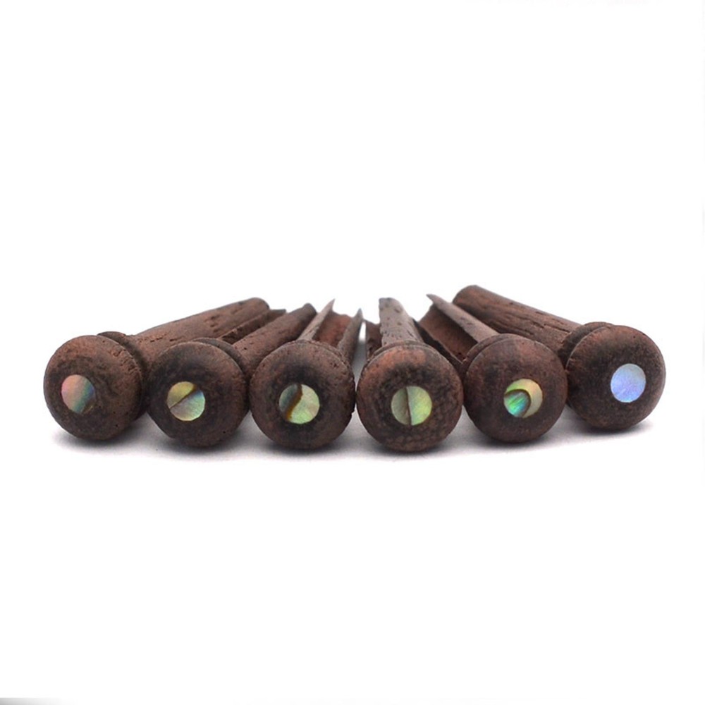 6 PCS Rosewood Guitar Bridge Nails String Pins with Green Pearl Shell Dot