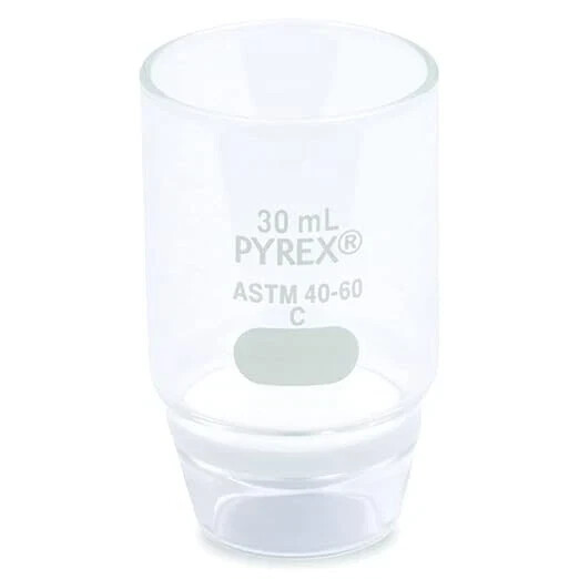 PYREX 30mL Low Form Gooch Crucible, 30mm Diameter Fine Fritted Disc