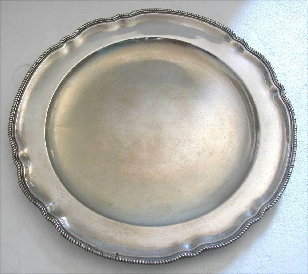 AUSTRO HUNGARIAN ANTIQUE FINE SOLID SILVER ROUND CURVED PLATTER OR TRAY