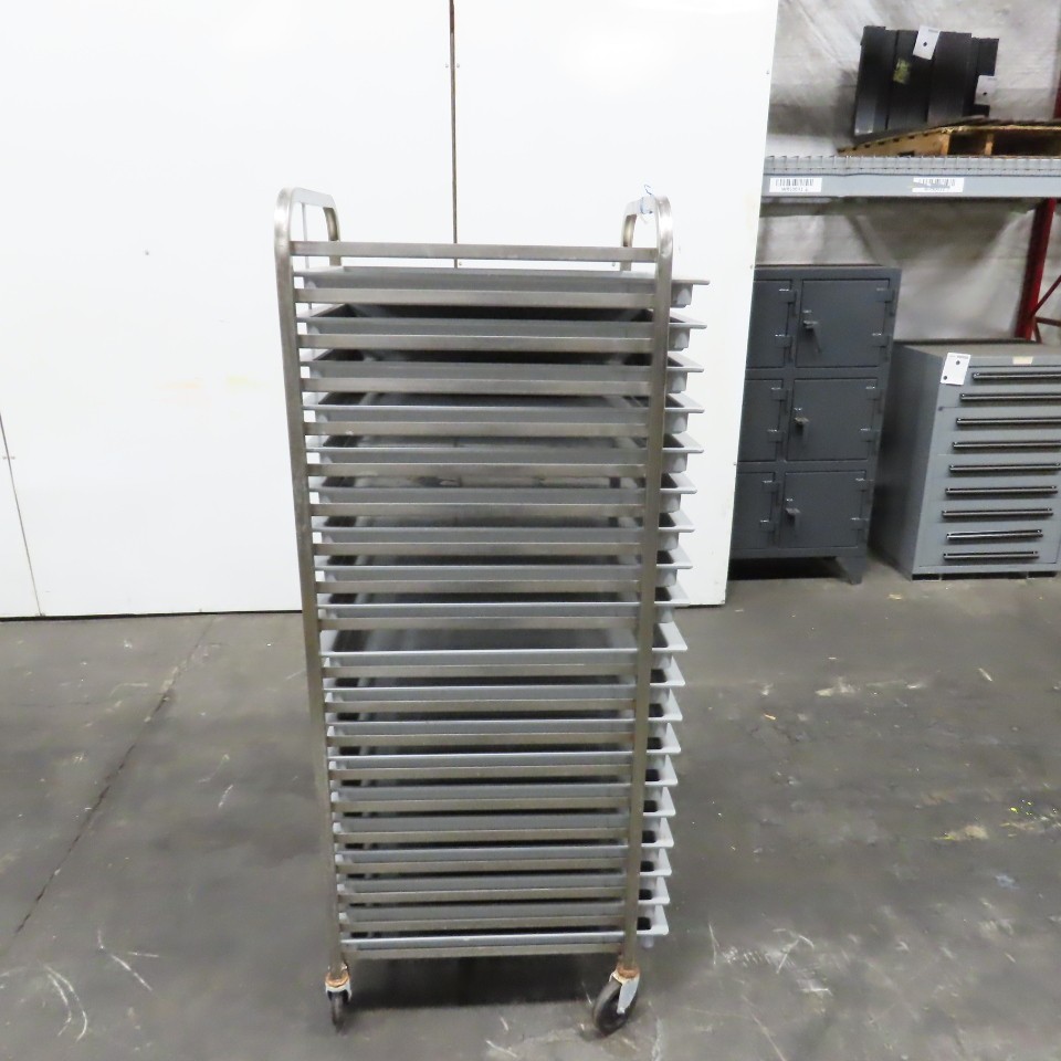 M & E Mfg. Stainless Steel Single End Load Nesting Baking Rack 20 Pan Capacity