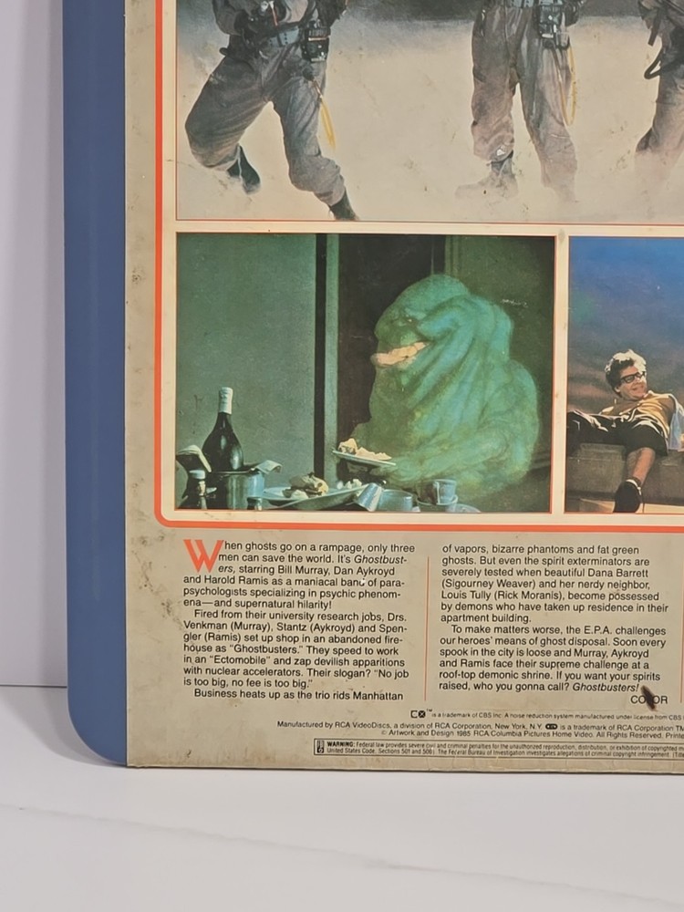 Ghostbusters 1984 CED RCA SelectaVision VideoDisc Murray Aykroyd Ramis Hudson