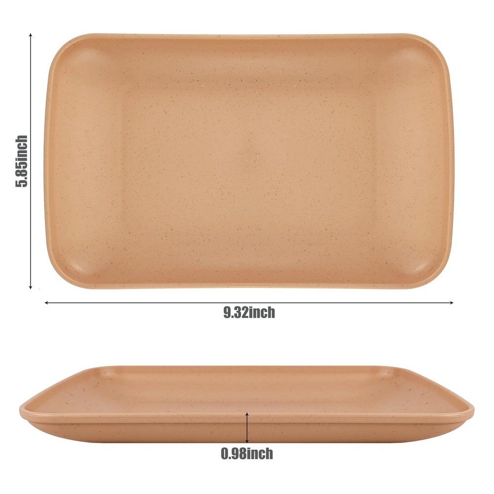Wheat Straw Plates4 Pack Rectangular Dinner PlatesDinner Dishes Lightweight Pl