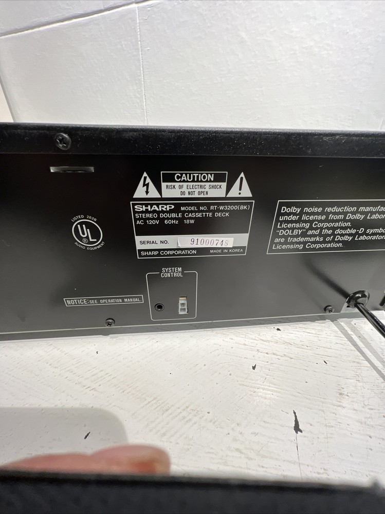 Sharp RT-W3200 Stereo Double Cassette Deck Tested No Remote