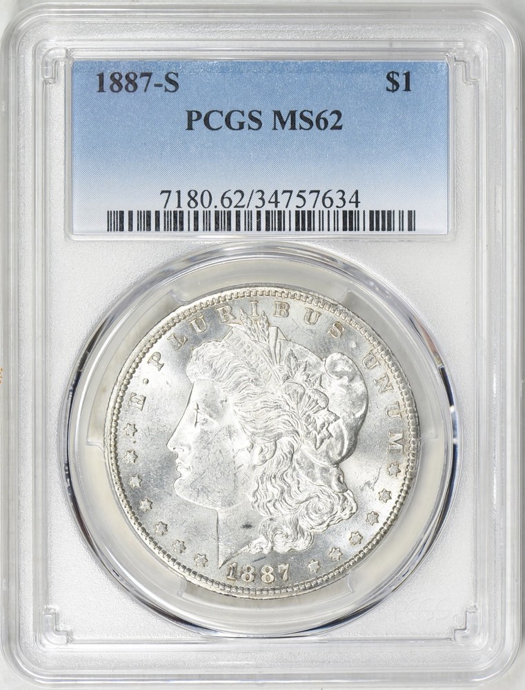 1887-S MORGAN DOLLAR PCGS MS62
