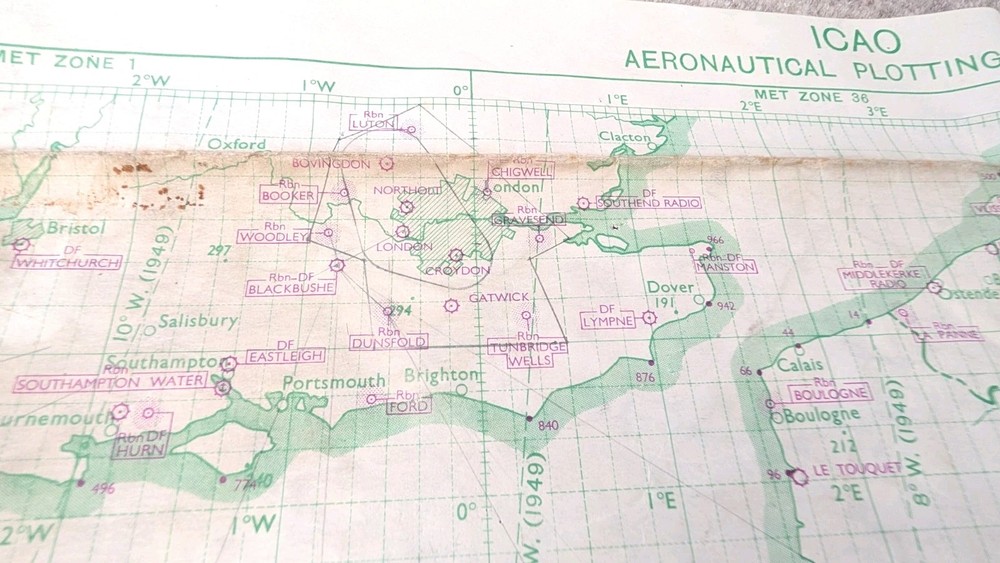 Original War Office Plotting map London-Gibraltar-Malta 1949 With Ops Markings 2