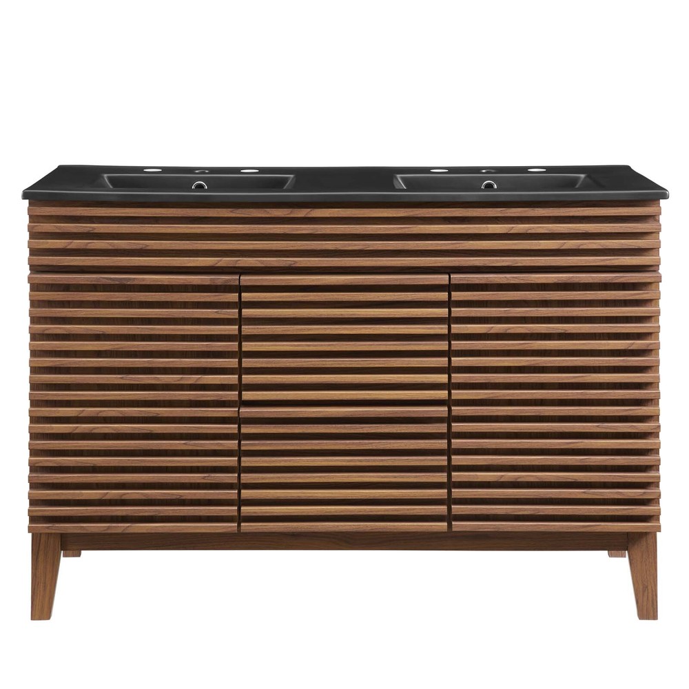 Modway Render 48" Double Bathroom Vanity in Walnut Black