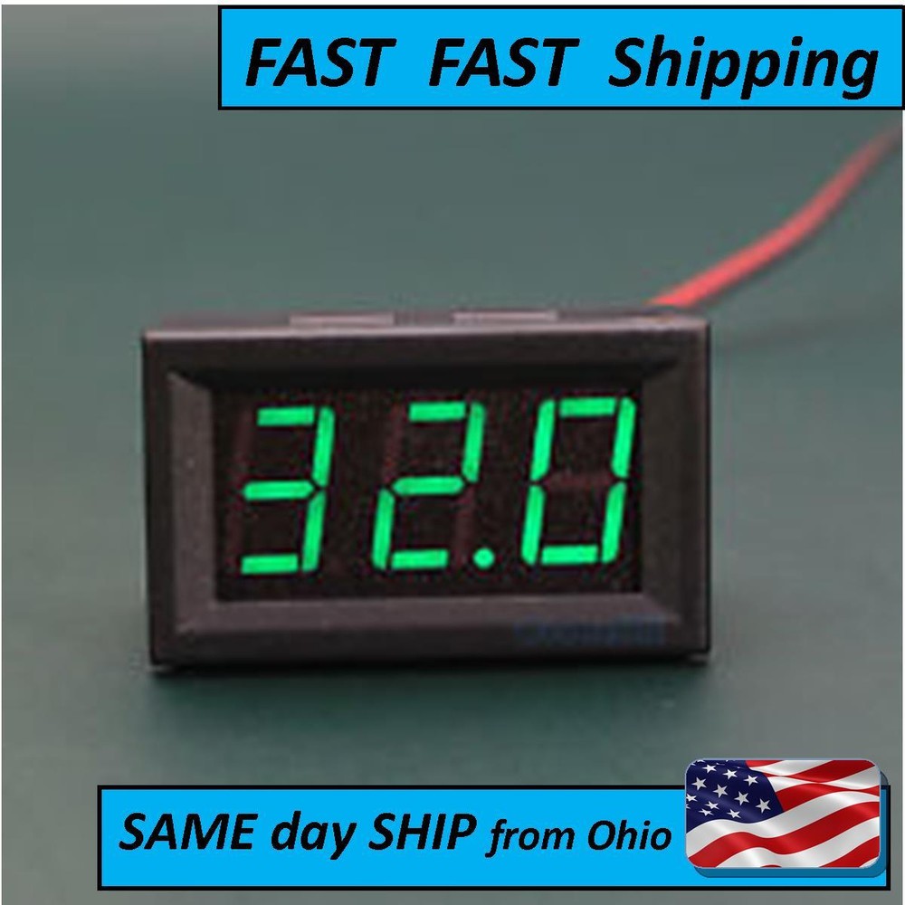 VOLTMETER - Snap in with beauty ring - GREEN