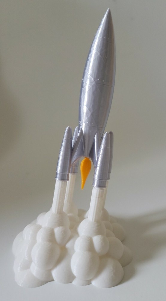 3D Printed Rocket Model, Scifi Space Rocket, Aerospace & Science Decor 7.6"