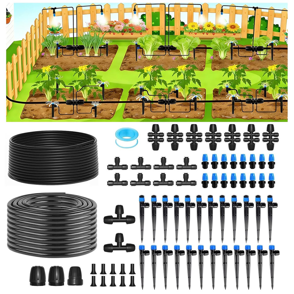 230FT Drip Irrigation System,Automatic Garden Watering System with 1/4" & 5/16"