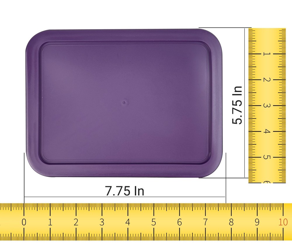 Replacement Lids for Pyrex 7210-PC 3-Cup Rectangle Purple 5.75x7.75" 2-Pack