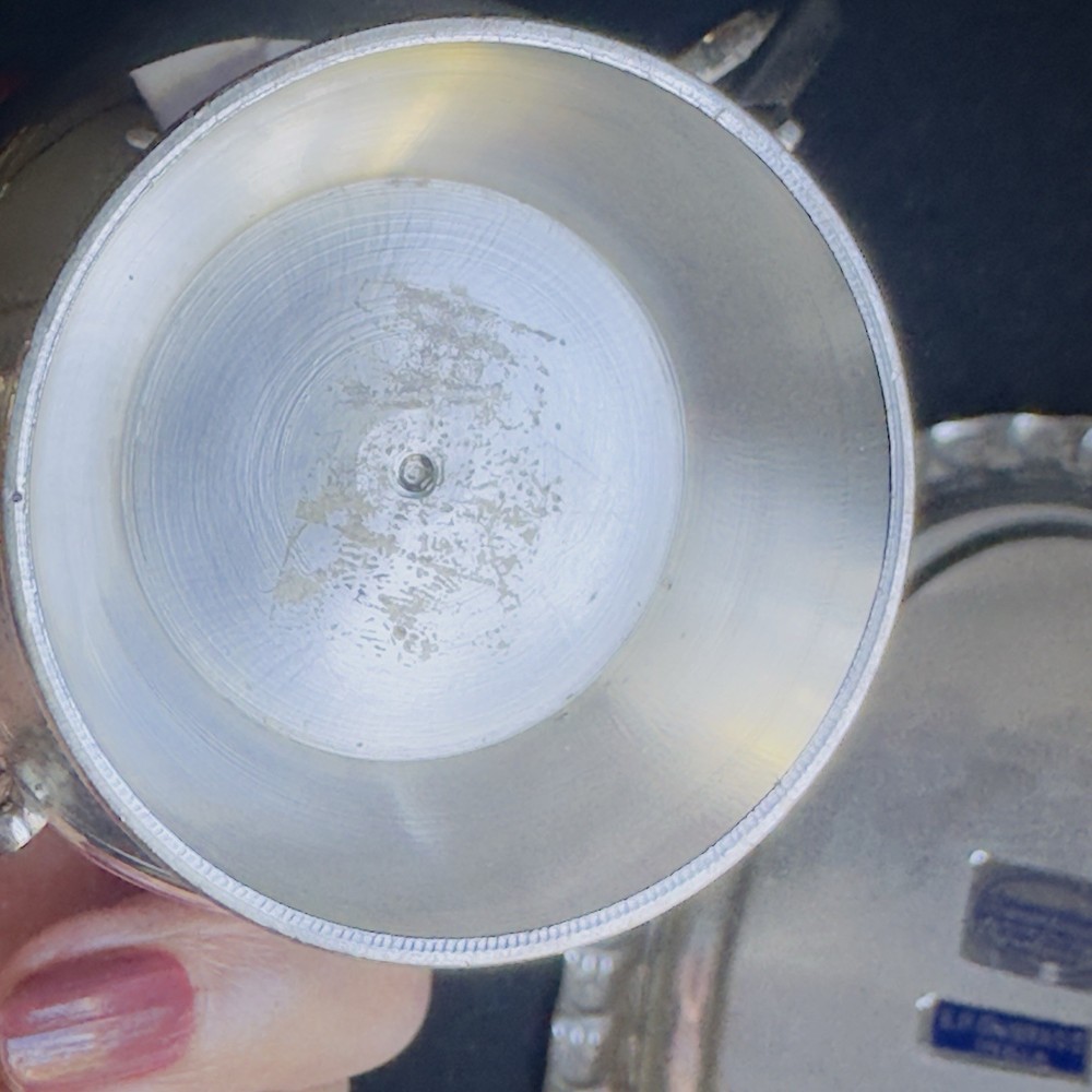 Vtg Silver-plated Sugar Bowl Lid Creamer & Tray Commodore Solid Brass India Labe