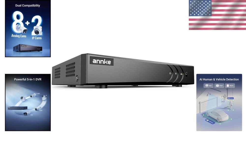 8CH Hybrid Security DVR with AI Detection