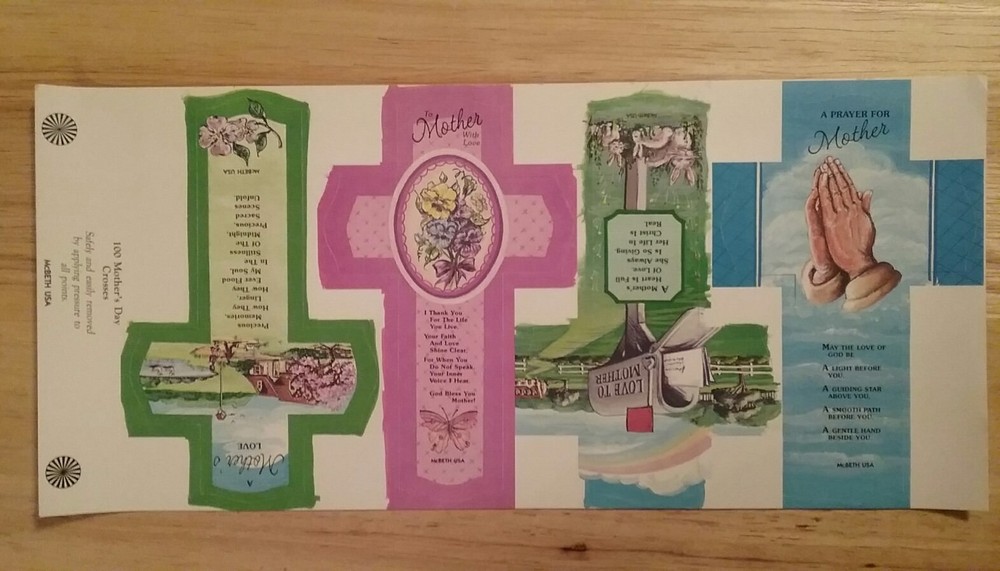 64 VINTAGE PAPER MOTHER'S DAY CROSSES WITH SCRIPTURES - McBeth