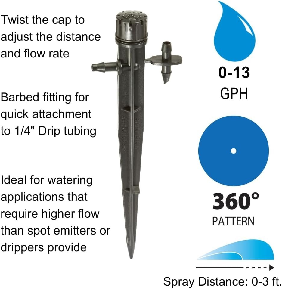 Efficient 360° Micro-Bubbler Drip Irrigation System – 4-Pack Adjustable Spray