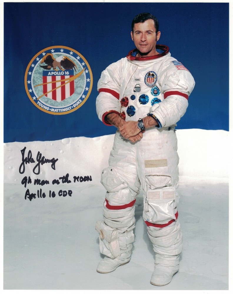 John Young Apollo 16 Signed  Portrait