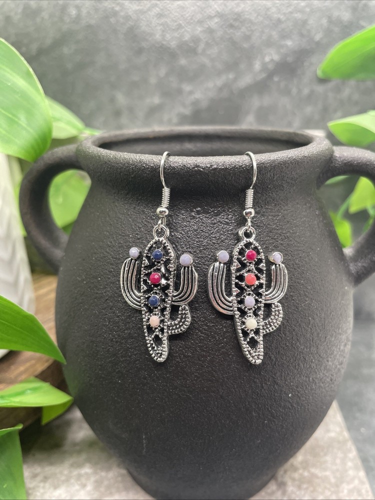 2” Silver-tone Boho Retro Earring Set Drop Dangle New Free Ship B6552
