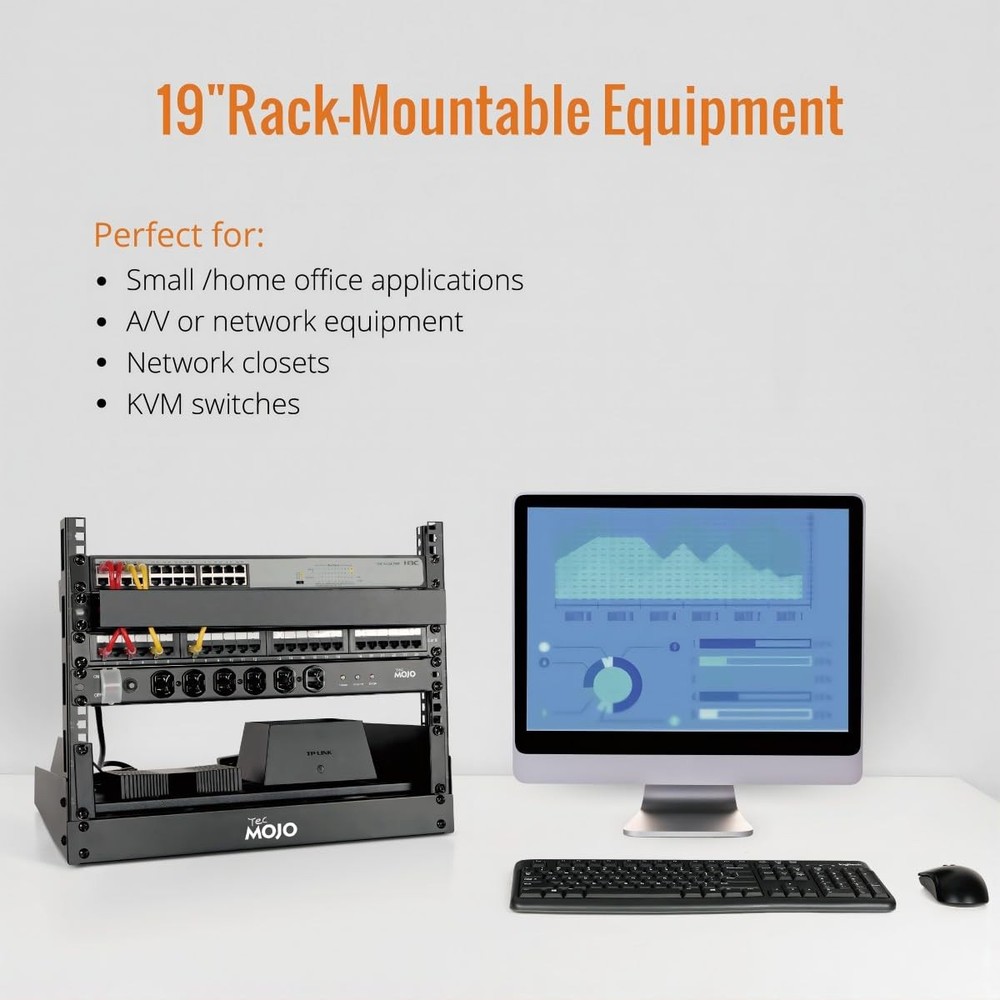 2 Post 8U Desktop Server Rack Small Open Frame Rack for 19in AV/Data/Audio/St...