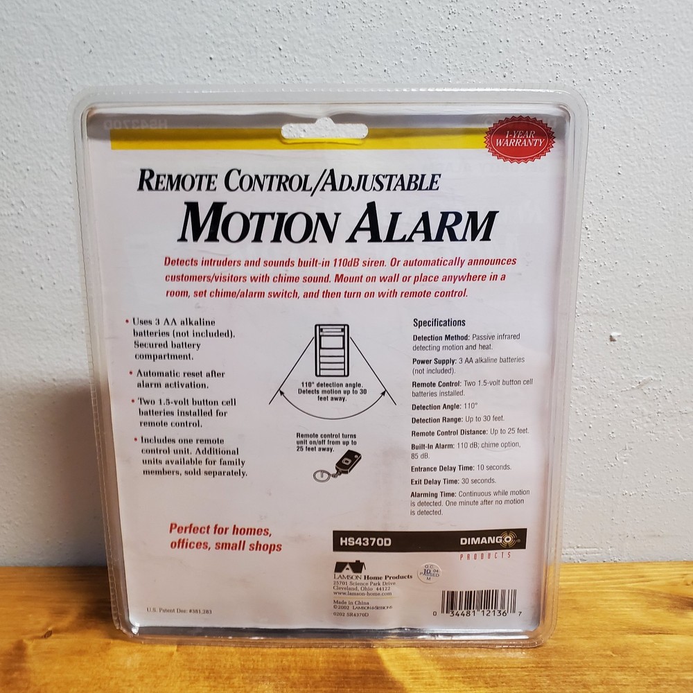 DIMANGO Wireless Remote Control Adjustable MOTION ALARM HS4370D