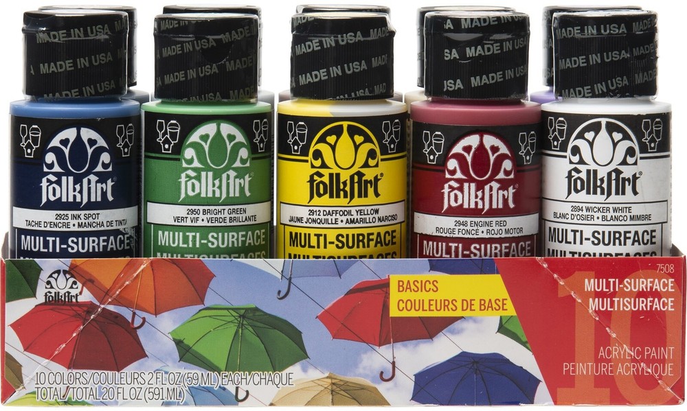 Folkart Multi-Surface Paint Set 10/Pkg-Basics (Pack of 1)