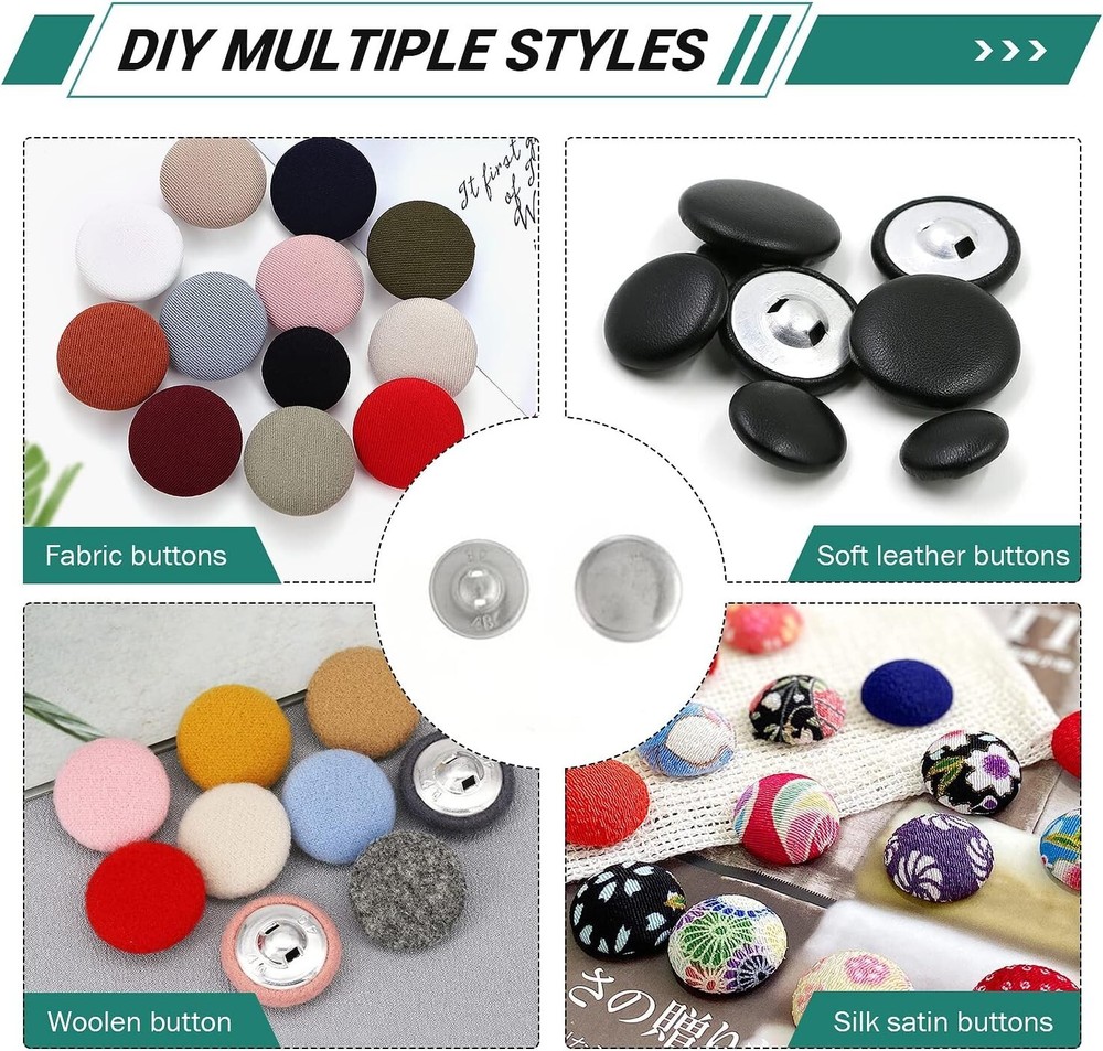 DIY Fabric Button Maker with 300 Buttons & 3 Molds - Create Personalized Designs