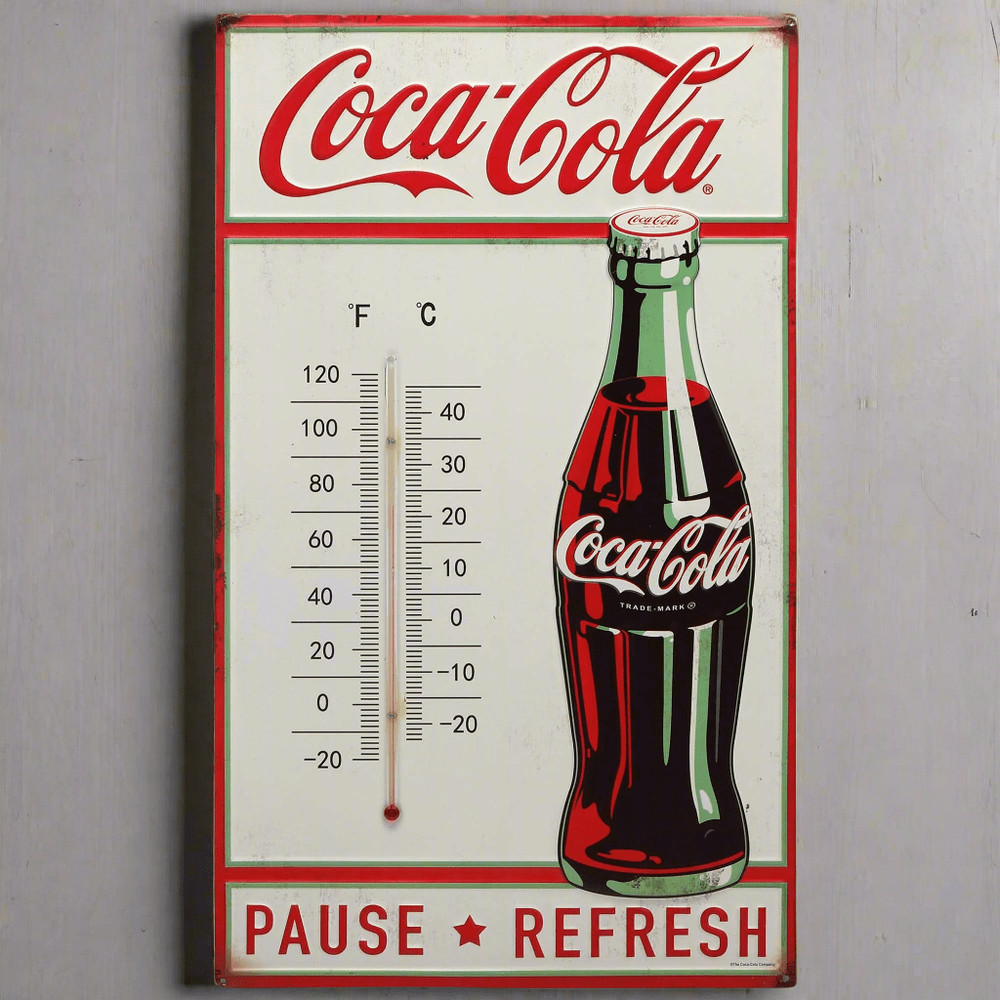 Coca-Cola Pause & Refresh Embossed Wall Thermometer (12" x 20")