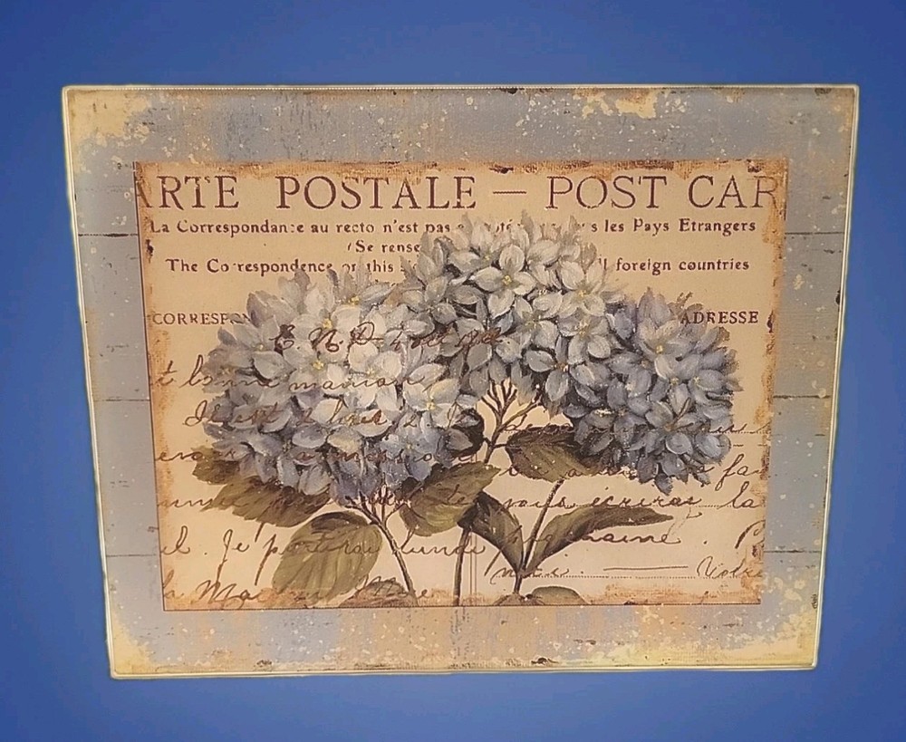 Blue Hydrangeas Tempered Glass Cutting Board, Design By Daphne Brissonnet