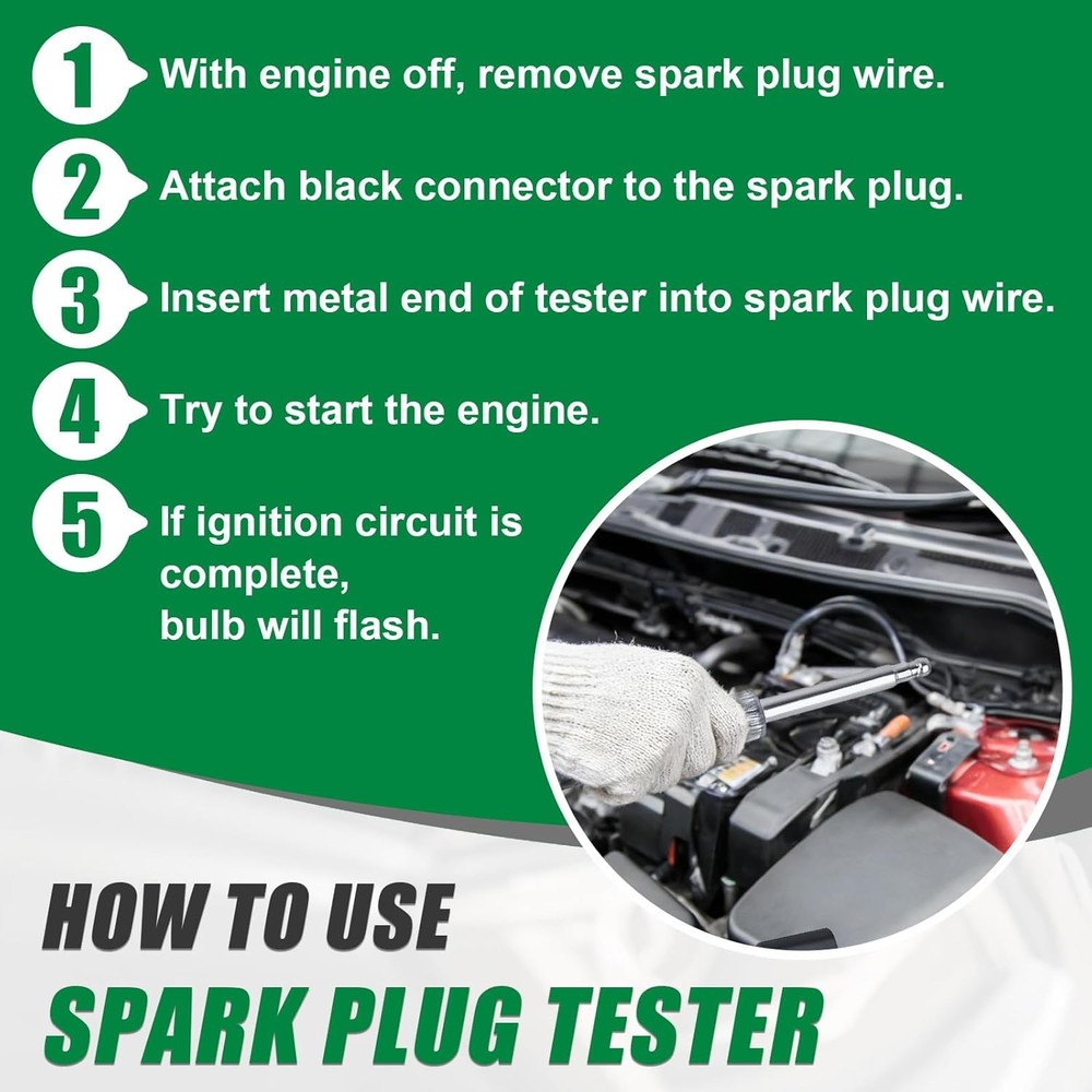 2PCS Spark Plug Tester, Inline Spark Tester, Ignition Coil Tester Tool for Engin