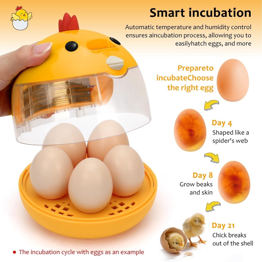Automatic Egg Incubator for Hatching Eggs with LED Temperature Display, Humid...