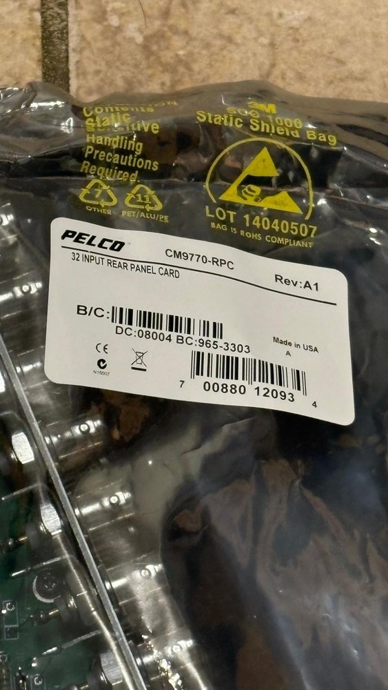 Pelco CM9770-RPC 32 Input Rear Panel Card CCTV Matrix Switch USA