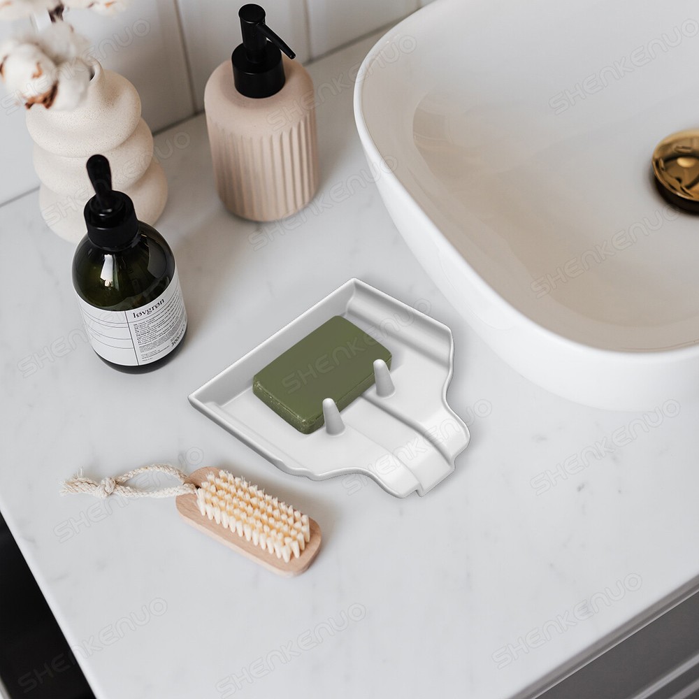 Bathroom Soap Holder White Drain Sponge Dish Storage Plastic Material